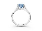 White gold Fancy Blue Cushion Cut Solitaire Tension Set Diamond Ring with Split Shank Band_27