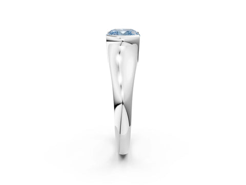 White gold Fancy Blue Cushion Cut Solitaire Tension Set Diamond Ring with Split Shank Band_2