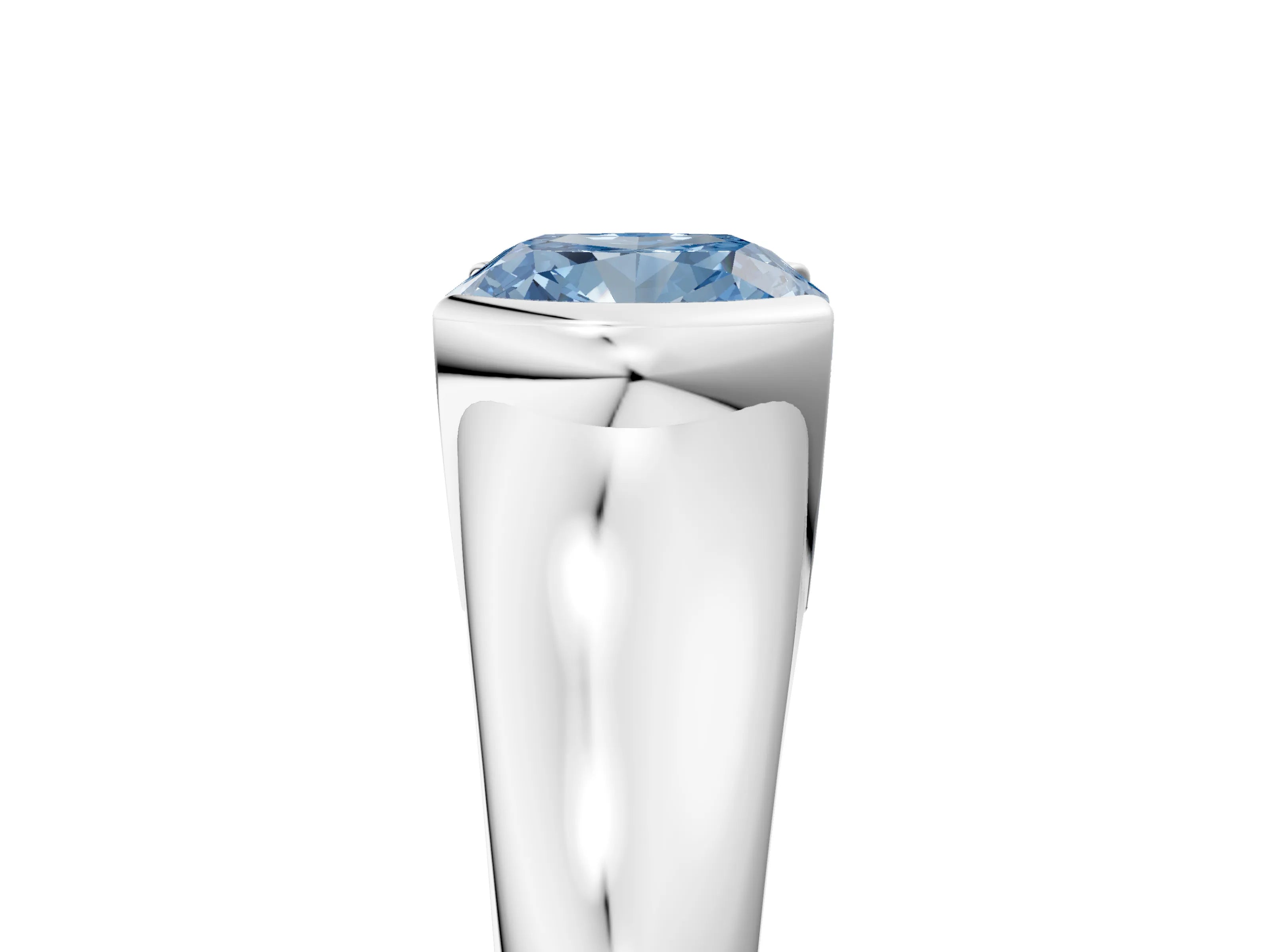 White gold Fancy Blue Cushion Cut Solitaire Tension Set Diamond Ring with Split Shank Band_5