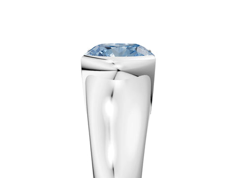 White gold Fancy Blue Cushion Cut Solitaire Tension Set Diamond Ring with Split Shank Band_5