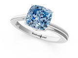 White gold Fancy Blue Cushion  Cut Solitaire Twist Band Ring with Four-Prong Setting_4
