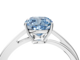 White gold Fancy Blue Cushion  Cut Solitaire Twist Band Ring with Four-Prong Setting_7