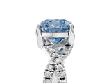 White gold Fancy Blue Cushion Cut Solitaire Twist Pave Diamond Engagement Ring with Prong Setting_17