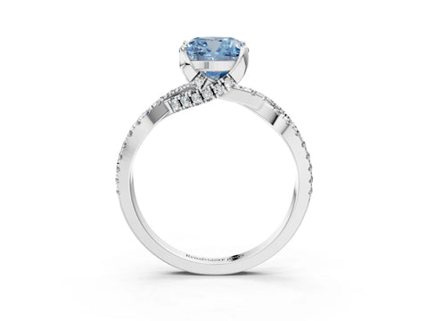 White gold Fancy Blue Cushion Cut Solitaire Twist Pave Diamond Engagement Ring with Prong Setting_27
