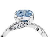 White gold Fancy Blue Cushion Cut Solitaire Twist Pave Diamond Engagement Ring with Prong Setting_4