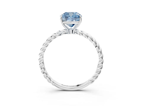 White gold Fancy Blue Cushion Cut Solitaire Twisted Band 4-Prong Ring_27