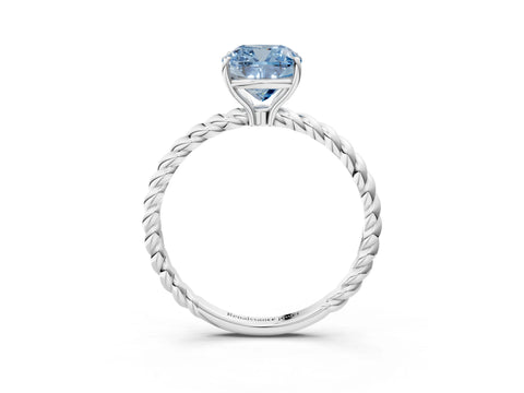White gold Fancy Blue Cushion Cut Solitaire Twisted Band 4-Prong Ring_27