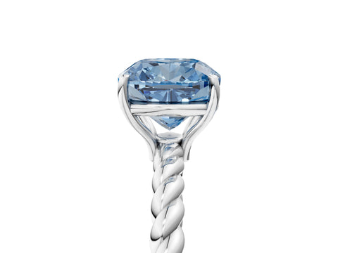 White gold Fancy Blue Cushion Cut Solitaire Twisted Band 4-Prong Ring_41