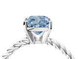 White gold Fancy Blue Cushion  Cut Solitaire Twisted Band with Four-Prong Setting_86