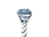 White gold Fancy Blue Cushion  Cut Solitaire Twisted Band with Four-Prong Setting_87