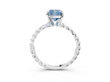 White gold Fancy Blue Cushion  Cut Solitaire Twisted Band with Four-Prong Setting_91