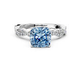 White gold Fancy Blue Cushion Cut Solitaire Twisted Pave Band with Four-Prong Setting_15