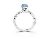 White gold Fancy Blue Cushion Cut Solitaire Twisted Pave Band with Four-Prong Setting_18