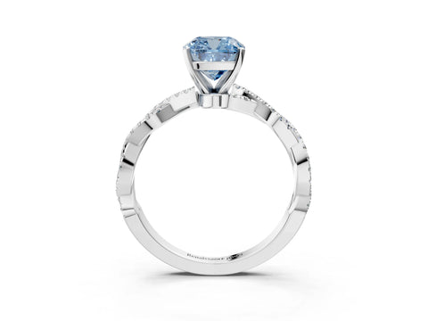 White gold Fancy Blue Cushion Cut Solitaire Twisted Pave Band with Four-Prong Setting_18
