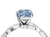 White gold Fancy Blue Cushion Cut Solitaire Twisted Pave Band with Four-Prong Setting_19