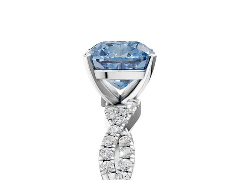 White gold Fancy Blue Cushion Cut Solitaire Twisted Pave Band with Four-Prong Setting_20