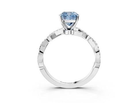 White gold Fancy Blue Cushion Cut Solitaire Twisted Pave Band with Four-Prong Setting_6