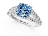 White gold Fancy Blue Cushion  Cut Split Shank Pave Diamond Engagement Ring with Four-Prong Setting_25