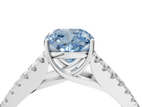White gold Fancy Blue Cushion  Cut Split Shank Pave Diamond Engagement Ring with Four-Prong Setting_28