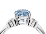 White gold Fancy Blue Cushion  Cut Three-Stone Channel Set Ring with Bar Prongs_62