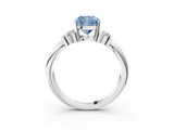 White gold Fancy Blue Cushion  Cut Three-Stone Channel Set Ring with Bar Prongs_62