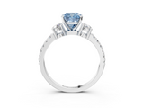 White gold Fancy Blue Cushion  Cut Three-Stone Diamond Pavé Band with Prong Setting_20