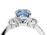 White gold Fancy Blue Cushion  Cut Three-Stone Diamond Pavé Band with Prong Setting_20