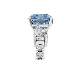 White gold Fancy Blue Cushion  Cut Three-Stone Diamond Pavé Band with Prong Setting_22