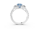 White gold Fancy Blue Cushion  Cut Three-Stone Diamond Pave Band with Prong Setting_40