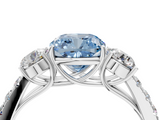 White gold Fancy Blue Cushion  Cut Three-Stone Diamond Pave Band with Prong Setting_41