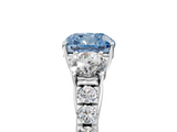 White gold Fancy Blue Cushion  Cut Three-Stone Diamond Pave Band with Prong Setting_42