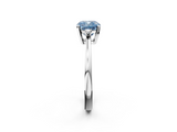 White gold Fancy Blue Cushion  Cut Three-Stone Solitaire Ring with Round Accent Diamonds and Four-Prong Setting_20
