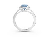 White gold Fancy Blue Cushion  Cut Three-Stone Solitaire Ring with Round Accent Diamonds and Four-Prong Setting_22