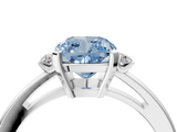 White gold Fancy Blue Cushion  Cut Three-Stone Solitaire Ring with Round Accent Diamonds and Four-Prong Setting_22