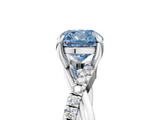 White gold Fancy Blue Cushion  Cut Twist Band Solitaire Diamond Ring with Pavé Setting_8