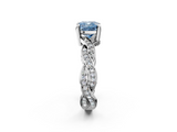 White gold Fancy Blue Cushion  Cut Twisted Pavé Band Solitaire Ring with Four-Prong Setting_57