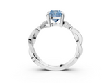 White gold Fancy Blue Cushion  Cut Twisted Pavé Band Solitaire Ring with Four-Prong Setting_58