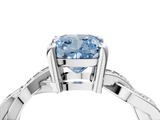 White gold Fancy Blue Cushion  Cut Twisted Pavé Band Solitaire Ring with Four-Prong Setting_59
