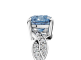 White gold Fancy Blue Cushion  Cut Twisted Pavé Band Solitaire Ring with Four-Prong Setting_60
