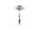 White gold Fancy Blue Cushion  Diamond Cluster Halo Ring with Solitaire Band and Four-Prong Setting_22