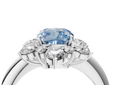 White gold Fancy Blue Cushion  Diamond Cluster Halo Ring with Solitaire Band and Four-Prong Setting_24