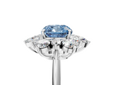 White gold Fancy Blue Cushion  Diamond Cluster Halo Ring with Solitaire Band and Four-Prong Setting_25