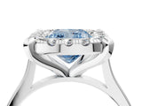 White gold Fancy Blue Cushion  Diamond Cluster Halo Solitaire with Four-Prong Setting_103