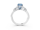 White gold Fancy Blue Cushion  Diamond Cluster Leaf Design Ring with Prong Setting_73