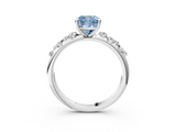 White gold Fancy Blue Cushion  Diamond Cluster Prong-Set Solitaire Ring_23