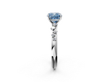 White gold Fancy Blue Cushion  Diamond Cluster Prong-Set Solitaire Ring_26