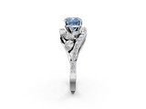 White gold Fancy Blue Cushion  Diamond Halo Ring with Marquise and Pavé Band in Prong Setting_74