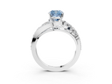 White gold Fancy Blue Cushion  Diamond Halo Ring with Marquise and Pavé Band in Prong Setting_75