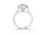 White gold Fancy Blue Cushion  Diamond Halo Ring with Milgrain Frame and Pavé Band_75