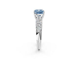 White gold Fancy Blue Cushion  Diamond Pavé Band Solitaire Ring with Four-Prong Setting_51
